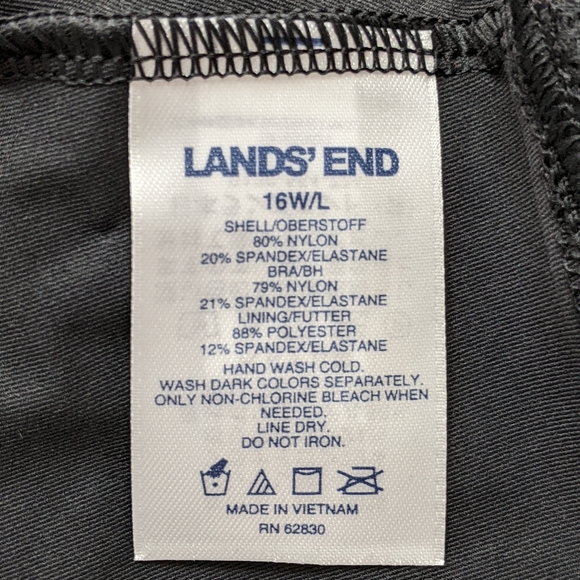 Lands End Plus Size Long Keyhole High Neck Modest Tankini Built In Bra Tall - Picture 8 of 12